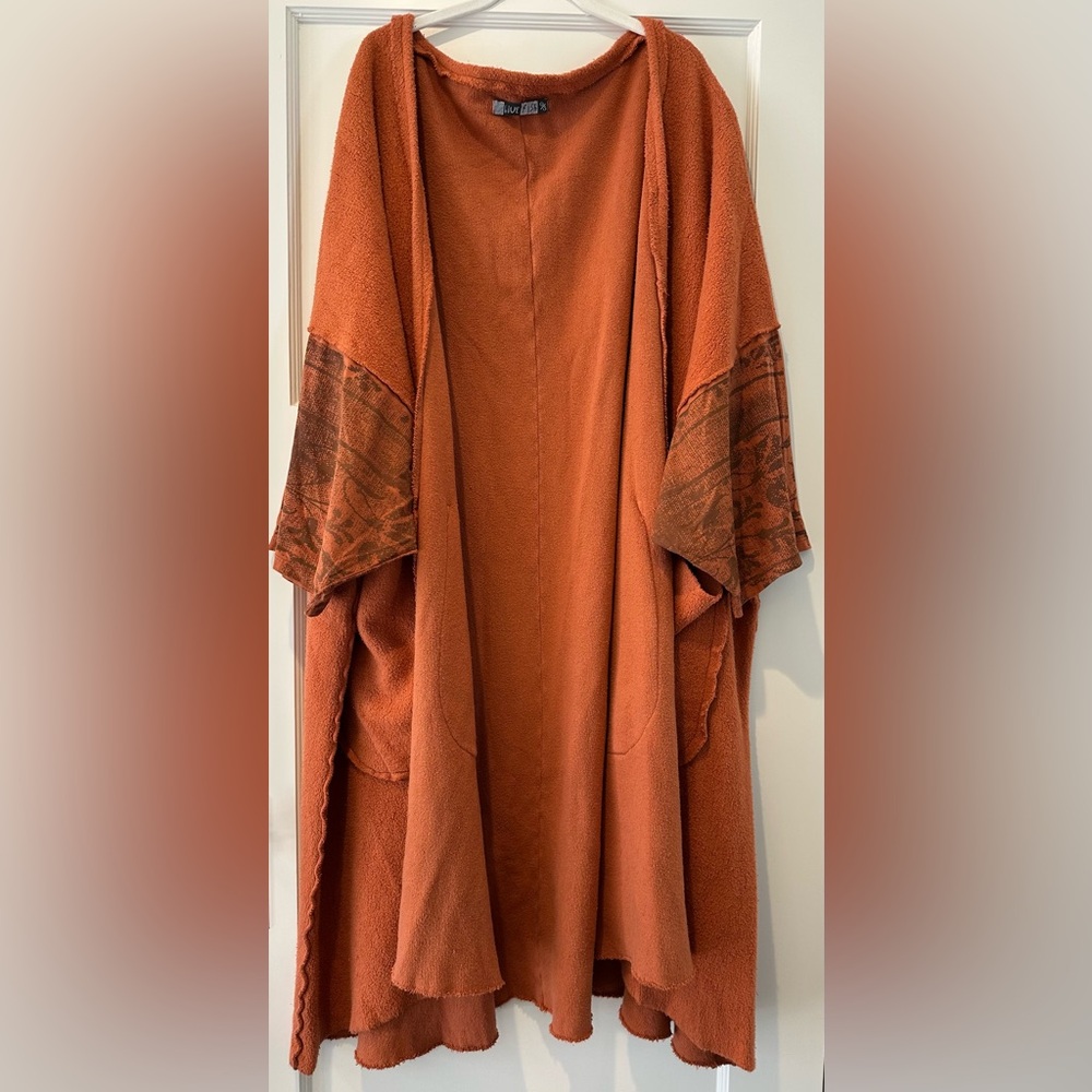 Blue Fish Sherpa Kimono in Ember